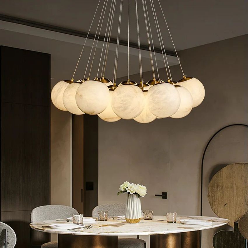 Alabaster Globe Ceiling Pendant Light - Yami Lightings