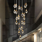 Aurelia Faceted Crystal Prisms  Staircase Loft Chandeliers - Yami Lightings