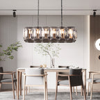 Faceted Crystal Glass Rectangular Chandelier L42" - Yami Lightings