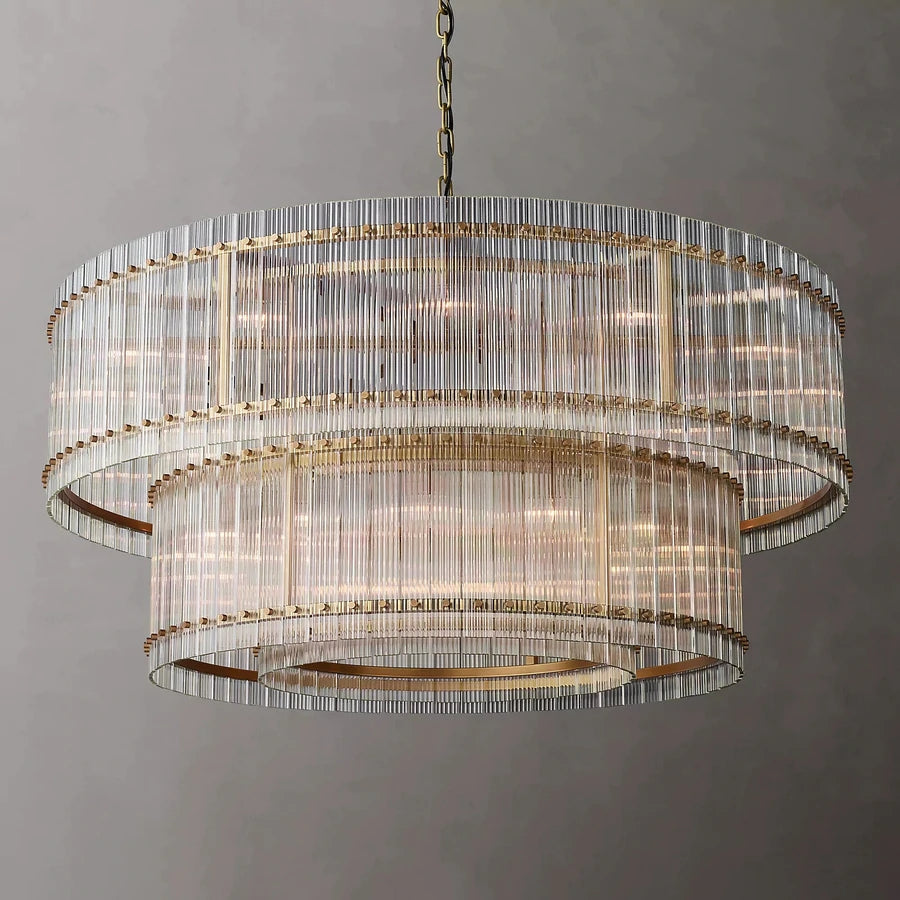 Marcia Glass TWO-TIER Round Chandelier D60" - Yami Lightings