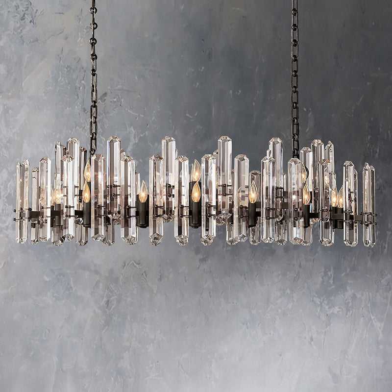 Bonnie Faceted Crystal Prisms Linear Chandelier - Yami Lightings