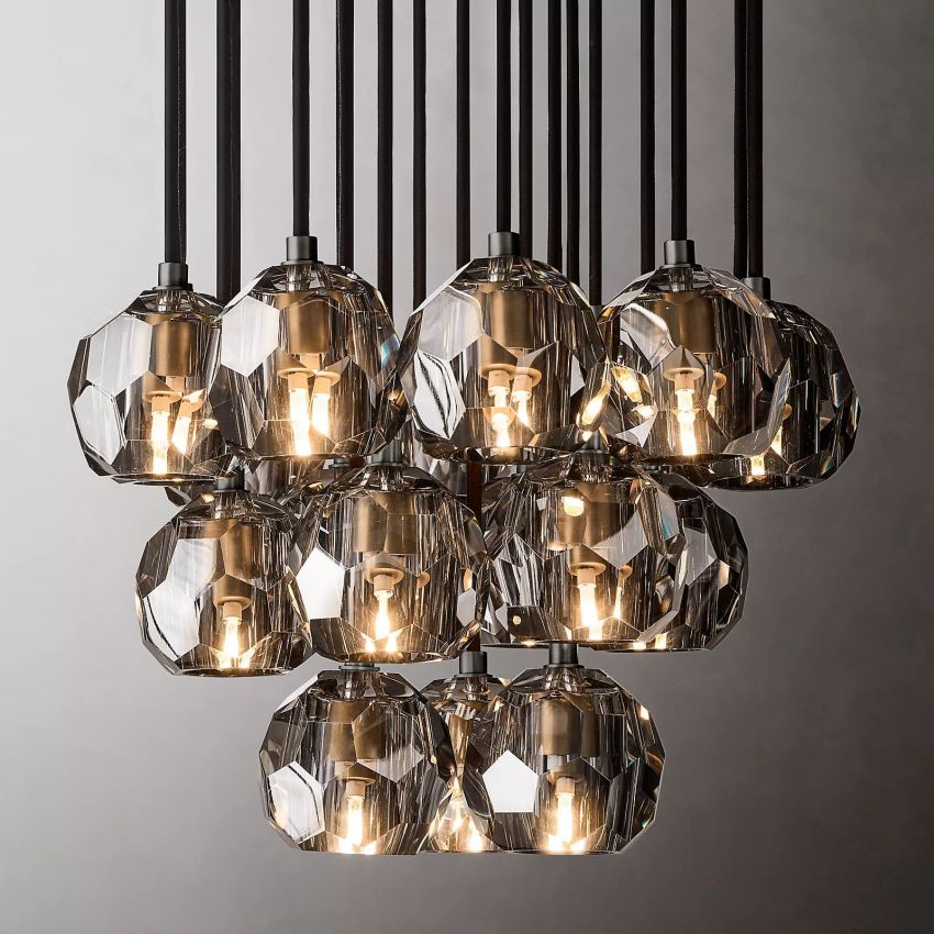 Belle De Crystal Ball Round Cluster Chandelier 19" - Yami Lightings