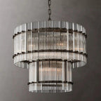Marcia Glass TWO-TIER Round Chandelier D22" - Yami Lightings