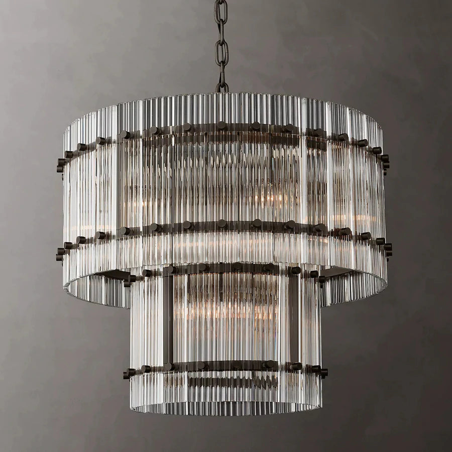 Marcia Glass TWO-TIER Round Chandelier D22" - Yami Lightings