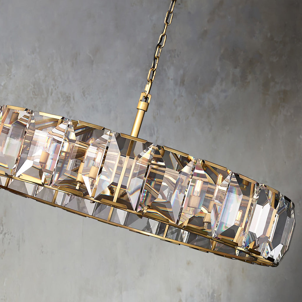 Faceted Crystal Glass Round Chandelier D60" - Yami Lightings