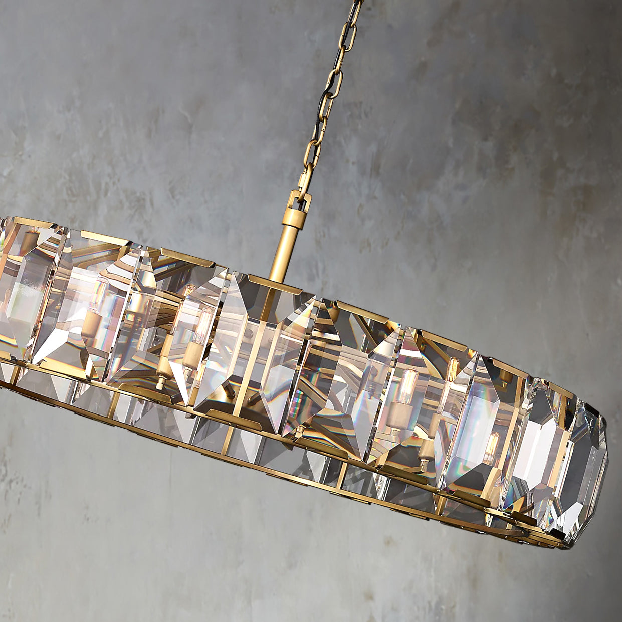 Faceted Crystal Glass Round Chandelier D60" - Yami Lightings