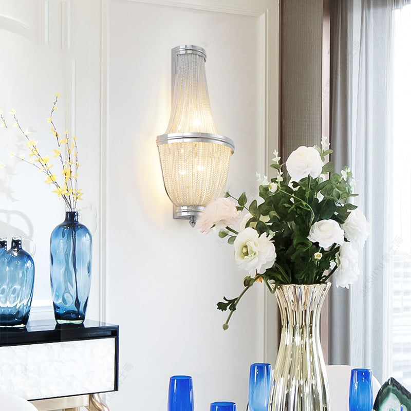 Aluminum Chain Wall Sconce In Living Room - Yami Lightings