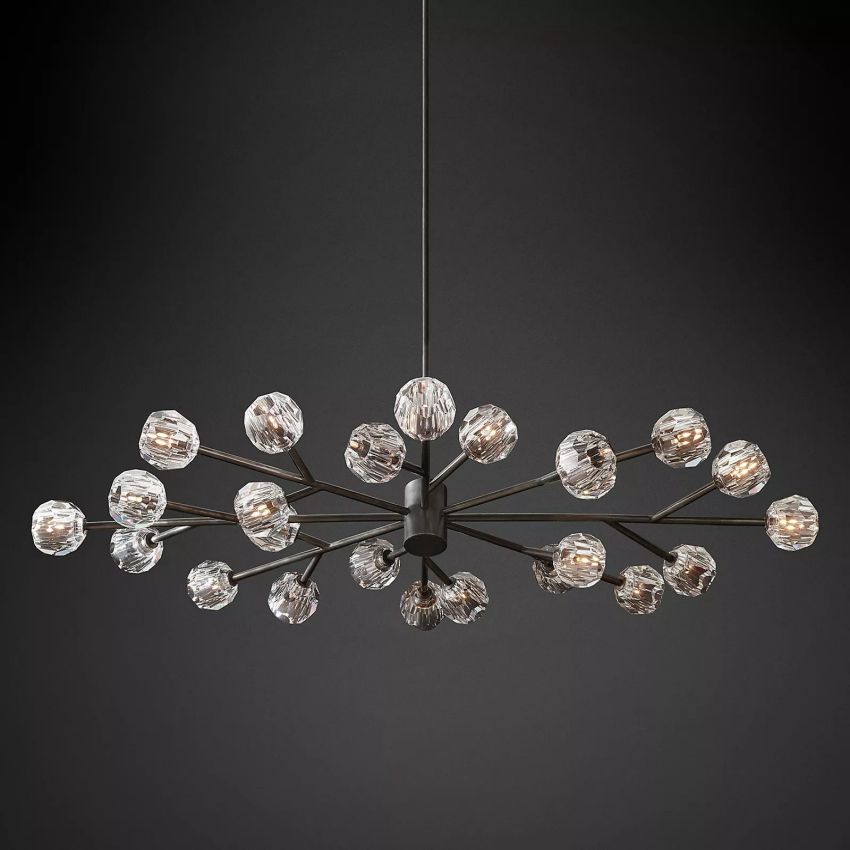 Belle De Crystal Ball Oval Chandelier 72" - Yami Lightings