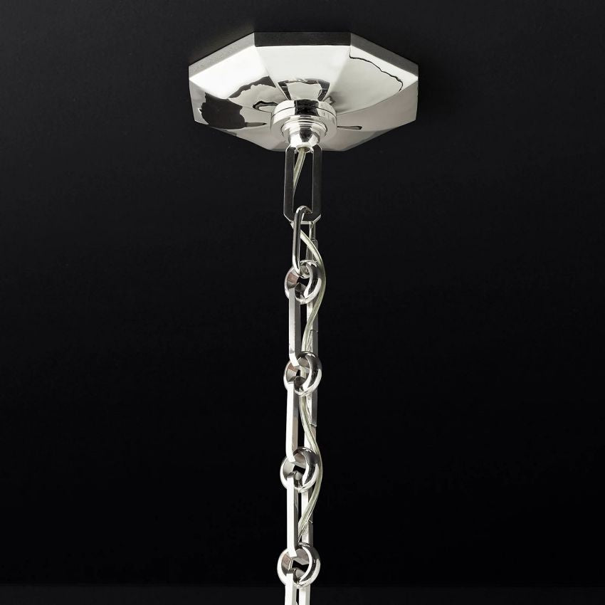 Bonnie Faceted Crystal Prisms Round Chandelier（Polished Nickel）