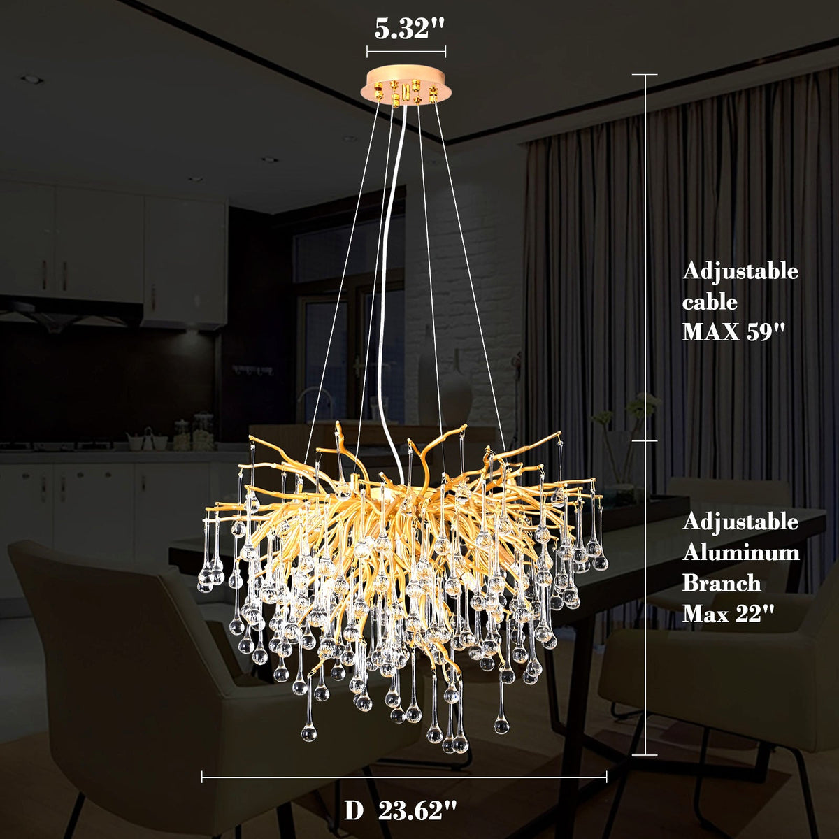 Doris Gold Raindrop Ceiling Lights - Yami Lightings