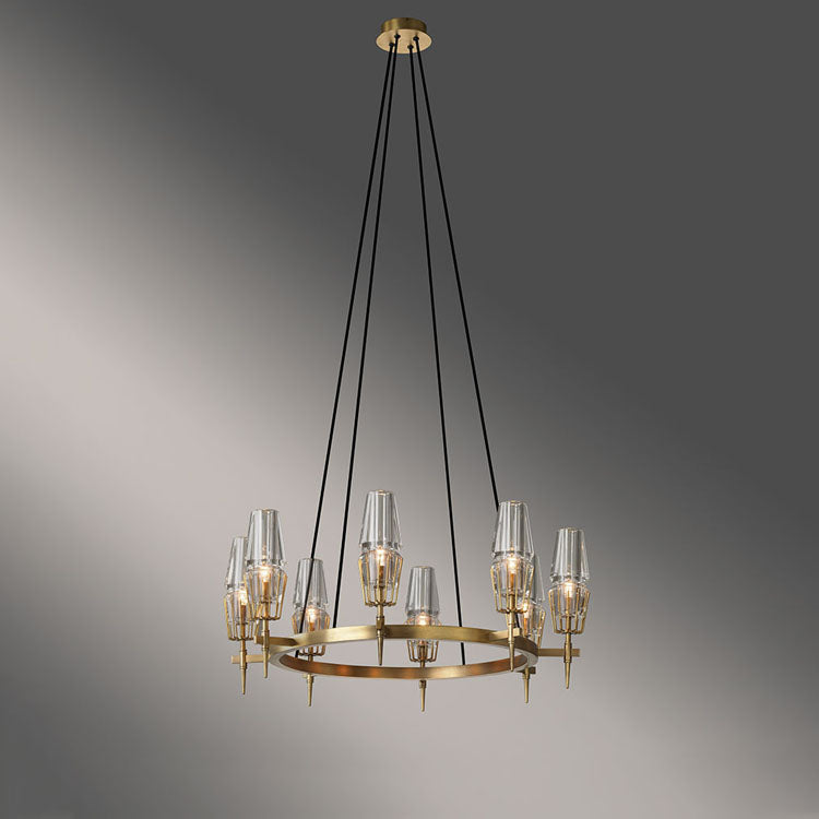 Delia Brass Chandelier Glass Lighting - Yami Lightings