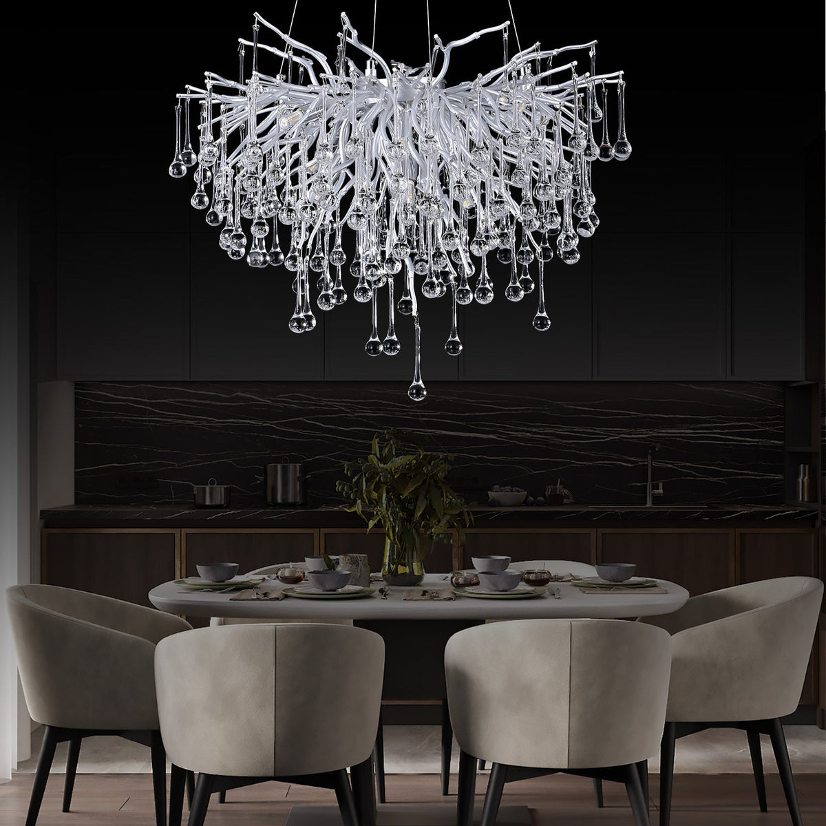 Modern Crystal Branch Raindrop Chandelier - Yami Lightings