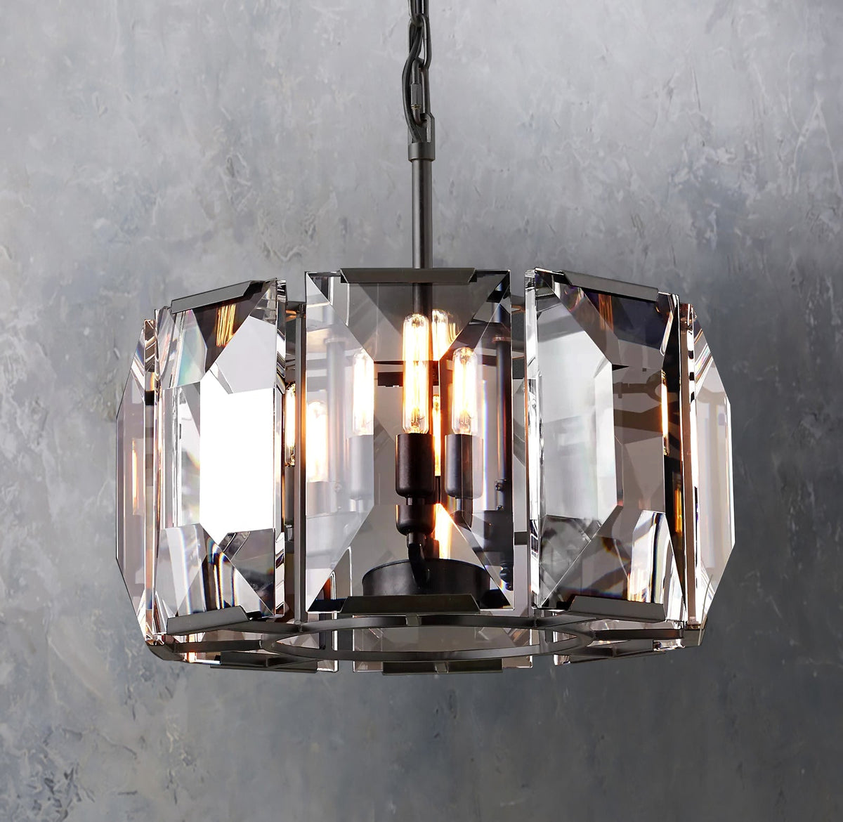 Faceted Crystal Glass Round Chandelier D19" - Yami Lightings