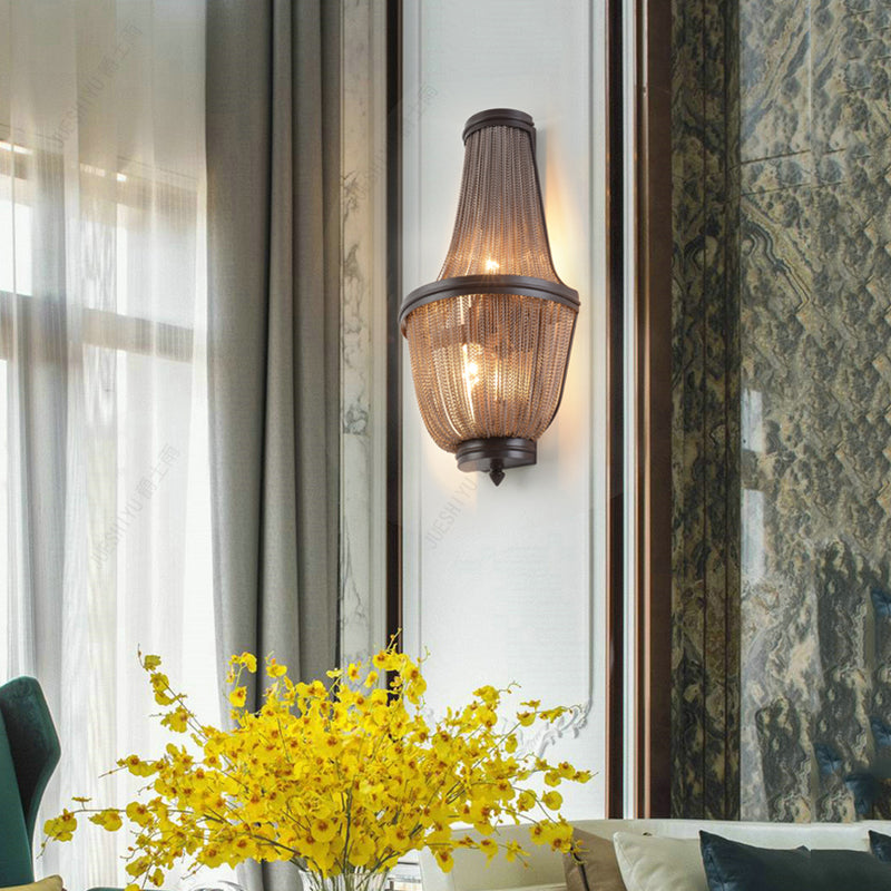 Aluminum Chain Wall Sconce In Living Room - Yami Lightings