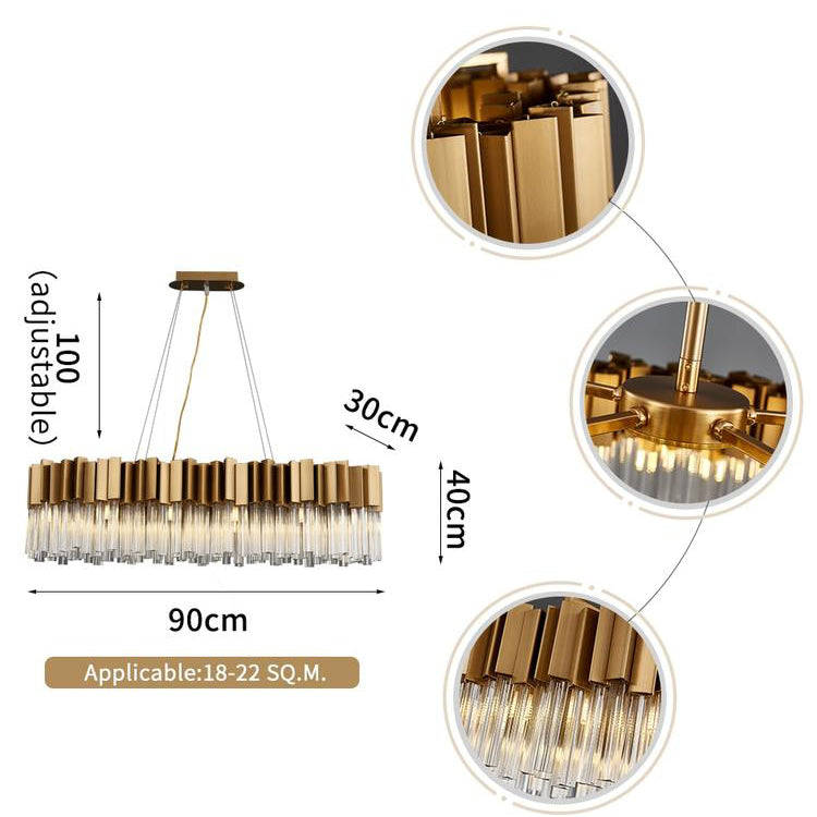 Kubica Oval Crystal Chandelier - Yami Lightings