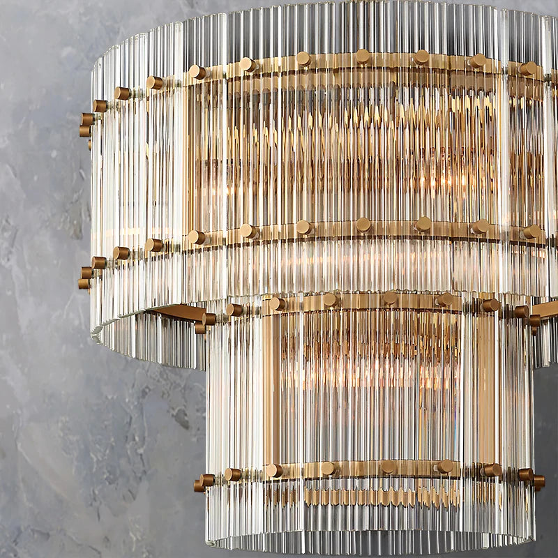 Marcia Glass TWO-TIER Round Chandelier D22" - Yami Lightings