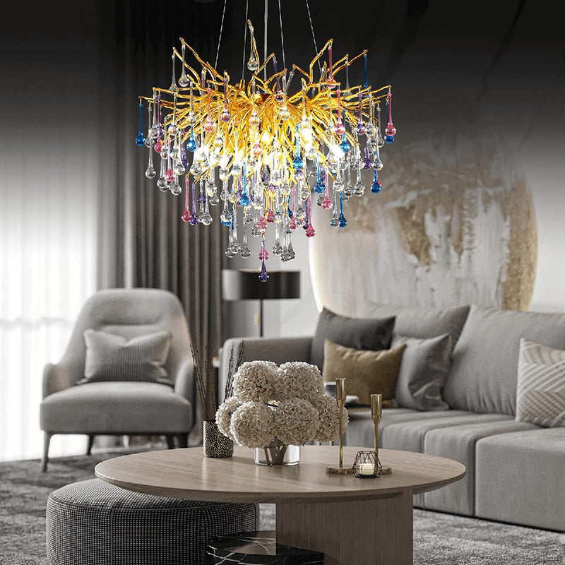 Doris Colorful Crystal Chandelier for Dining Room - Yami Lightings