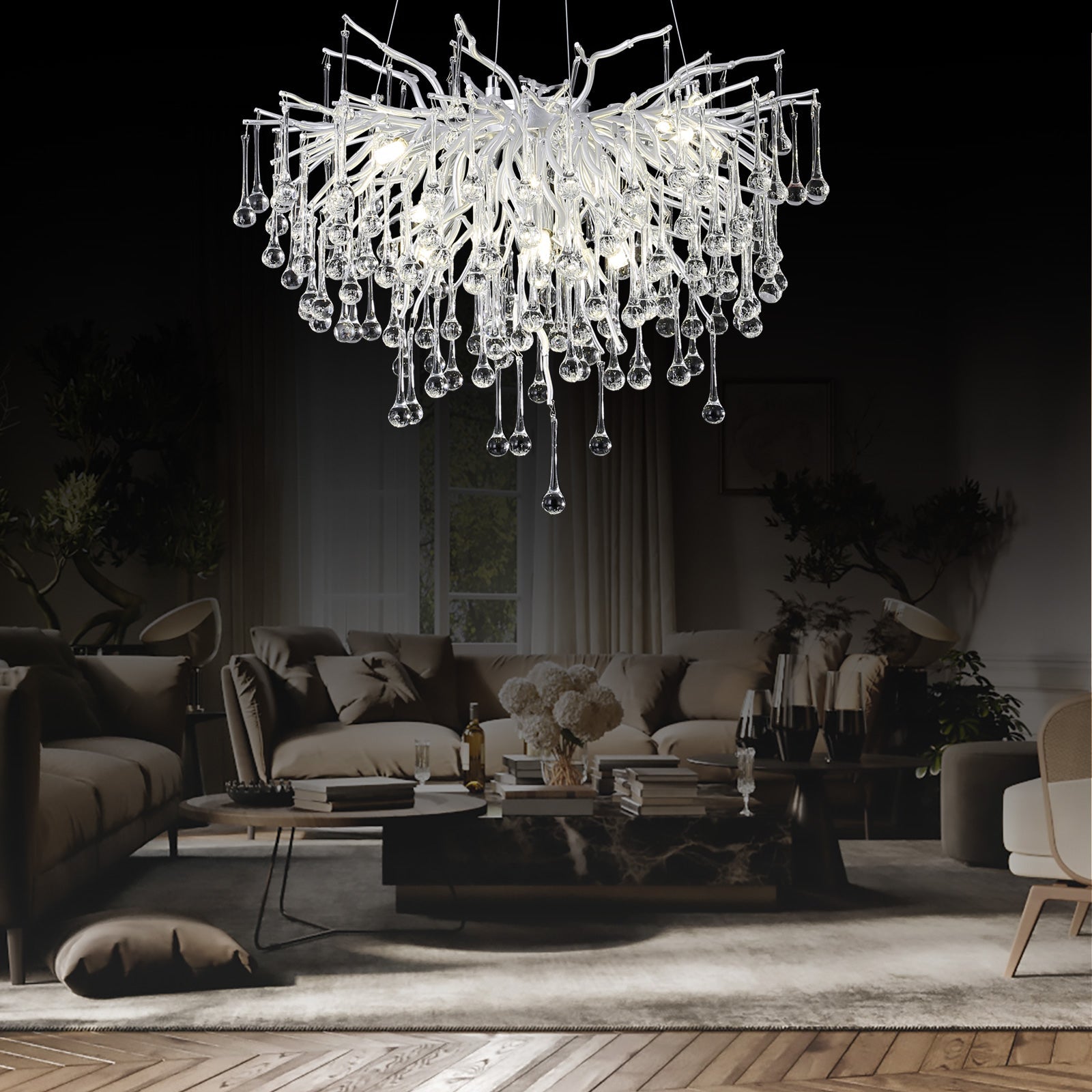 Doris Silver Branch Chandelier Light Fixture - Yami Lightings