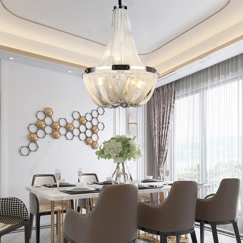 Eudora Luxury Aluminum Chain Tassel Chandelier - Yami Lightings