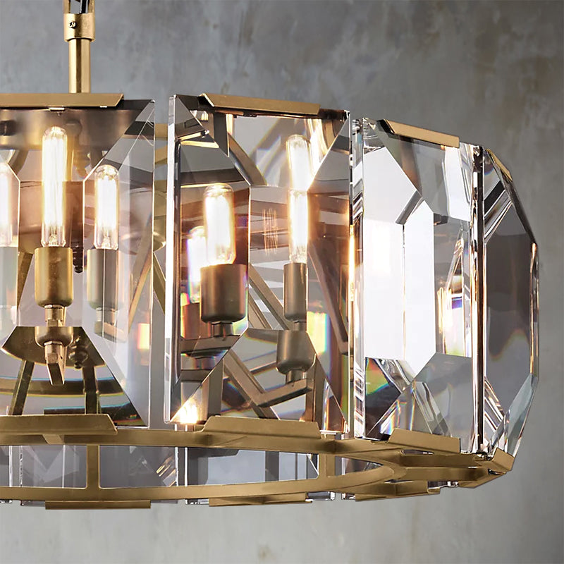 Faceted Crystal Glass Round Chandelier D31" - Yami Lightings