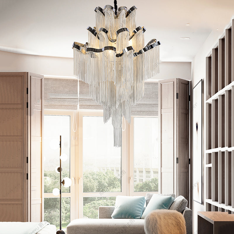 Gladys Aluminum Chain Tassel Stream Chandelier - Yami Lightings