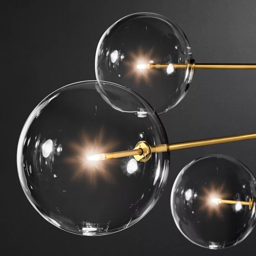Glass Globe Mobile Eight-Arm Chandelier 79" - Yami Lightings