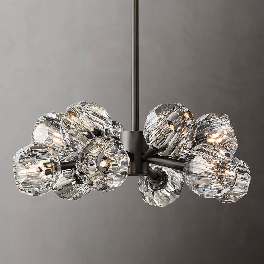 Belle De Crystal Ball Round Chandelier 24" - Yami Lightings