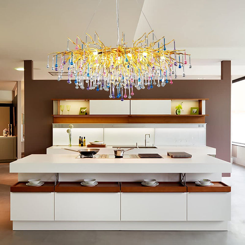 Doris Colorful Crystal Chandelier for Dining Room - Yami Lightings