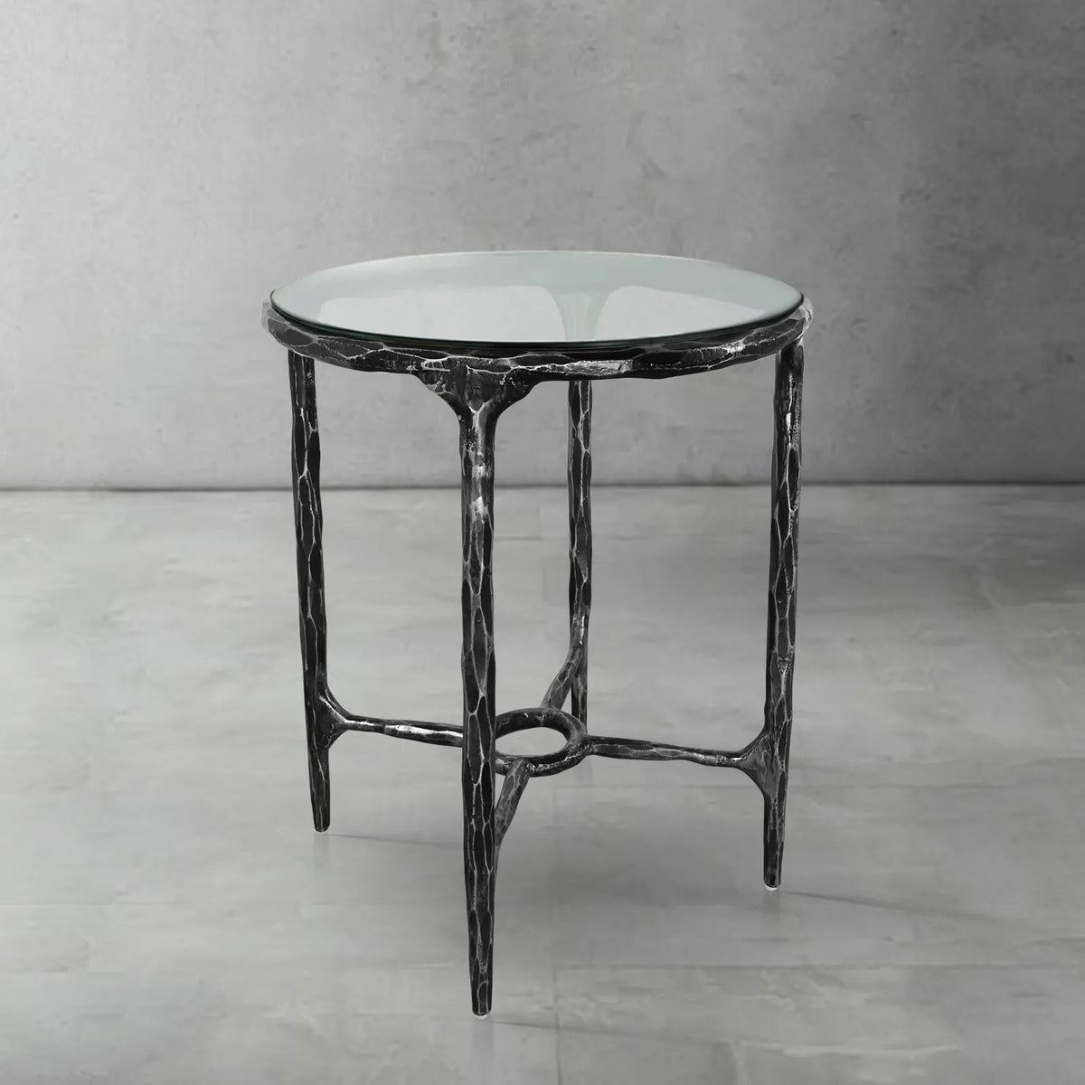 Thaddeus Glass Round Side Table 18" 22"