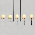 Art Fabric Lamp Shade Linear Chandelier 51" 62"