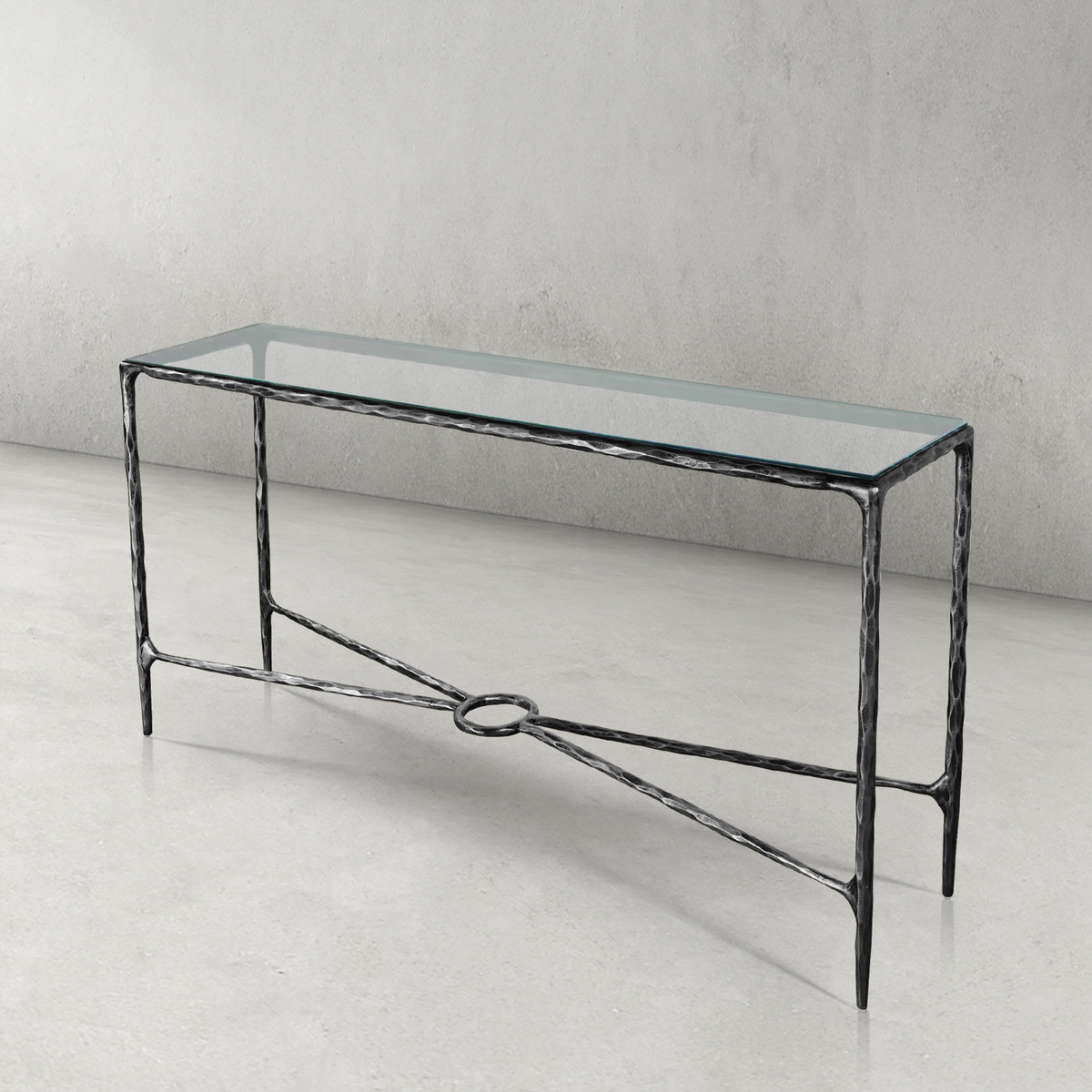Thaddeus Rectangle Glass Console Table 60" 72"